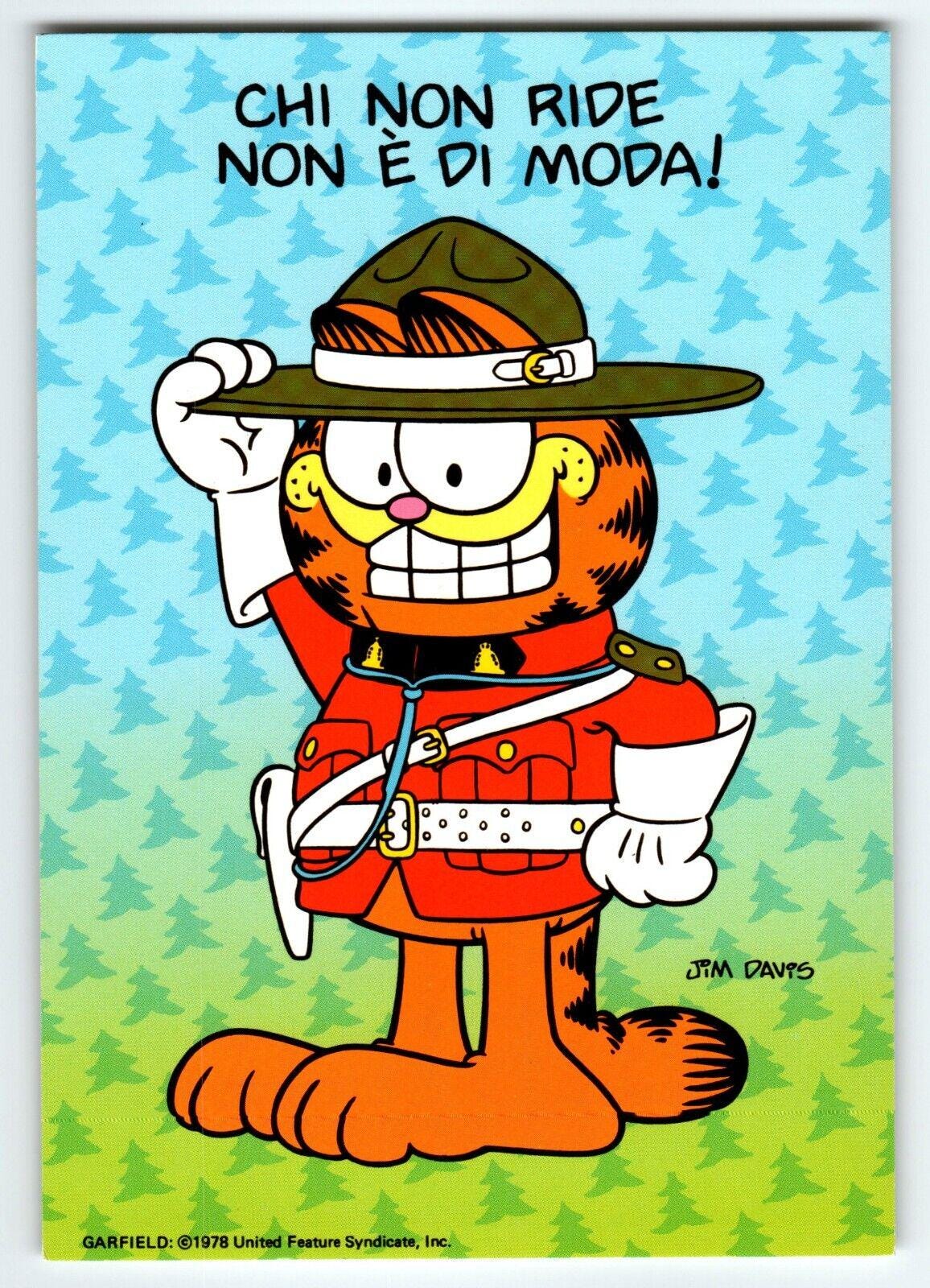 Garfield Italy Postcard Orange Tabby Cat Dressed in Uniform Jim