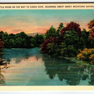 Carte postale en lin Little River Cades Cove Caroline du Nord inutilisée Cadeau unique