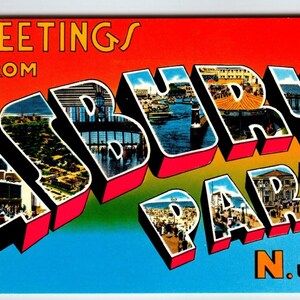 Salutations d'Asbury Park New Jersey Carte postale Bruce Springsteen Chrome Irlande Cadeau unique