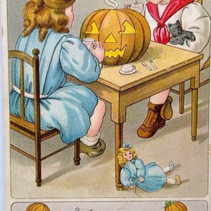 Carte postale Halloween gobins anthropomorphes enfants Tea Party jouets série BW 374 cadeau unique