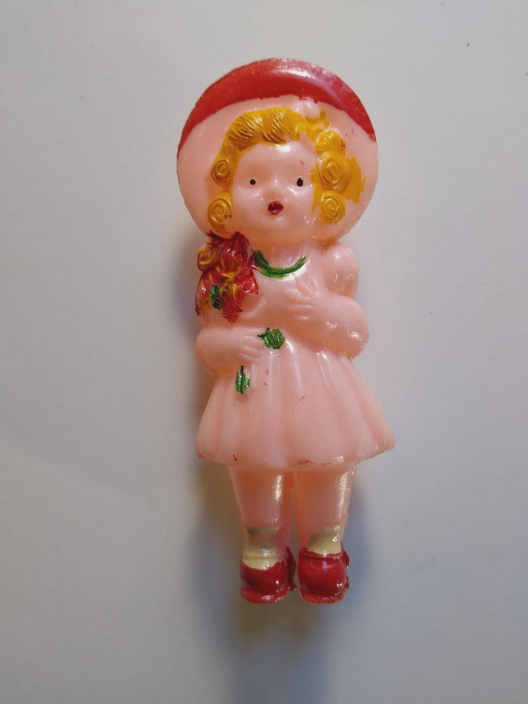Princess Doll Rattle Toy Doll Rattle Vintage Hard Plastic Hand Painted Pink Body Blonde Girl ...