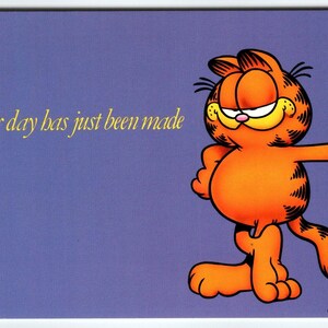 Carte postale Garfield Cat Your Day Has Just Be Made, Jim Davis, 1978, dessin animé tigré, cadeau unique