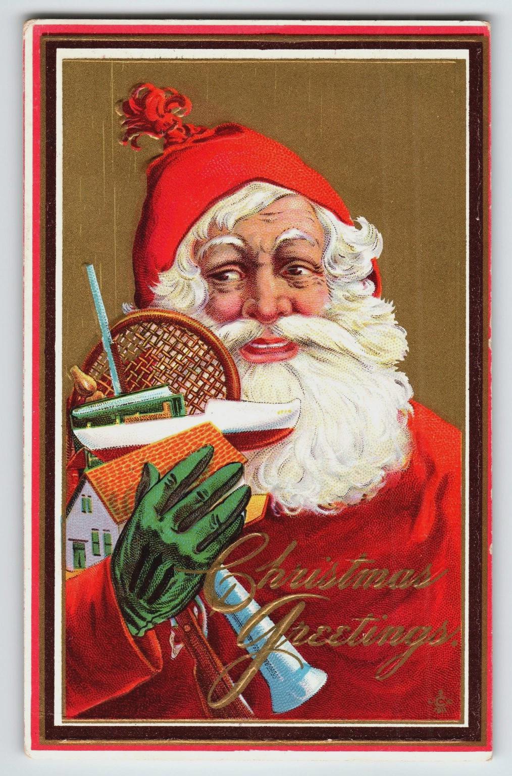 Vintage Santa Claus Stecher Christmas Greetings Postcard Series