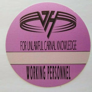 Van Halen Original Backstage Pass Original 1991 Eddie Rock Music Tour Purple Music Gift Unique Gift