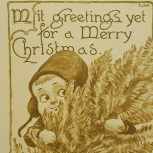 ヴィンテージ クリスマス ポストカード ベルンハルト ウォール ダッチ ボーイ アンド ツリー 未使用 バーグマン 1912 ユニークなギフト