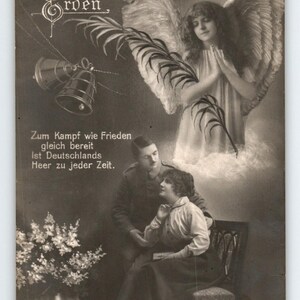 Christmas Postcard German Guardian Angel Couple EAS Germany Vintage Antique
