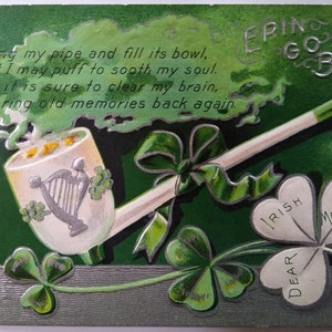 Carte postale de la Saint-Patrick, chers souvenirs d'Irlande, trèfles de harpe argentés en relief, cadeau unique