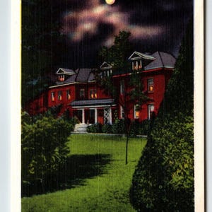 Milligan College Moonlight Hardin Hall Tennessee Carte postale en lin Lune non postée Cadeau unique