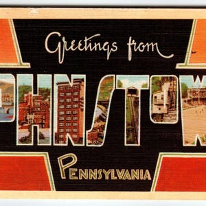 Carte postale lettre grande lettre de Johnstown, Pennsylvanie, lin Dexter 1946