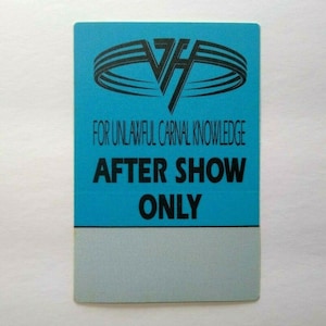Van Halen Original Backstage Pass Original 1991 After Show Hard Rock Eddie Blue Music Gift