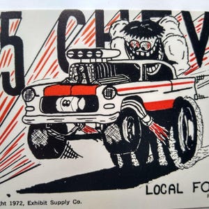 Carte postale Hot Rod 55 Chevy Sports Car Surf Beatnik Monster Racing Carte à pièces de monnaie Cadeau unique