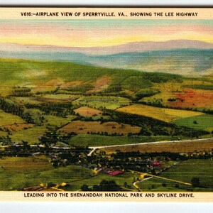 Flugzeug-Blick Auf Sperryville Virginia Postkarte Linen Lee Landstraße Skyline fahren