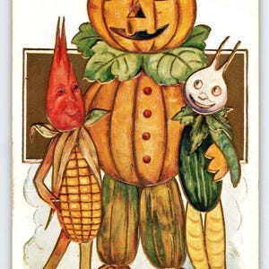 Halloween Postkarte Goblin JOL Mann Beet Kopf Rübe Anthropomorph Fantasy 1910