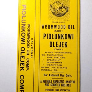 Wormwood Oil Piolunkowi Olejek Vintage EMPTY Box Universal Medicine Chicago ILL