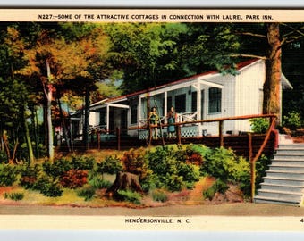 Cottage Laurel Park Inn Hendersonville North Carolina Linen Postcard Unused NC Unique Gift