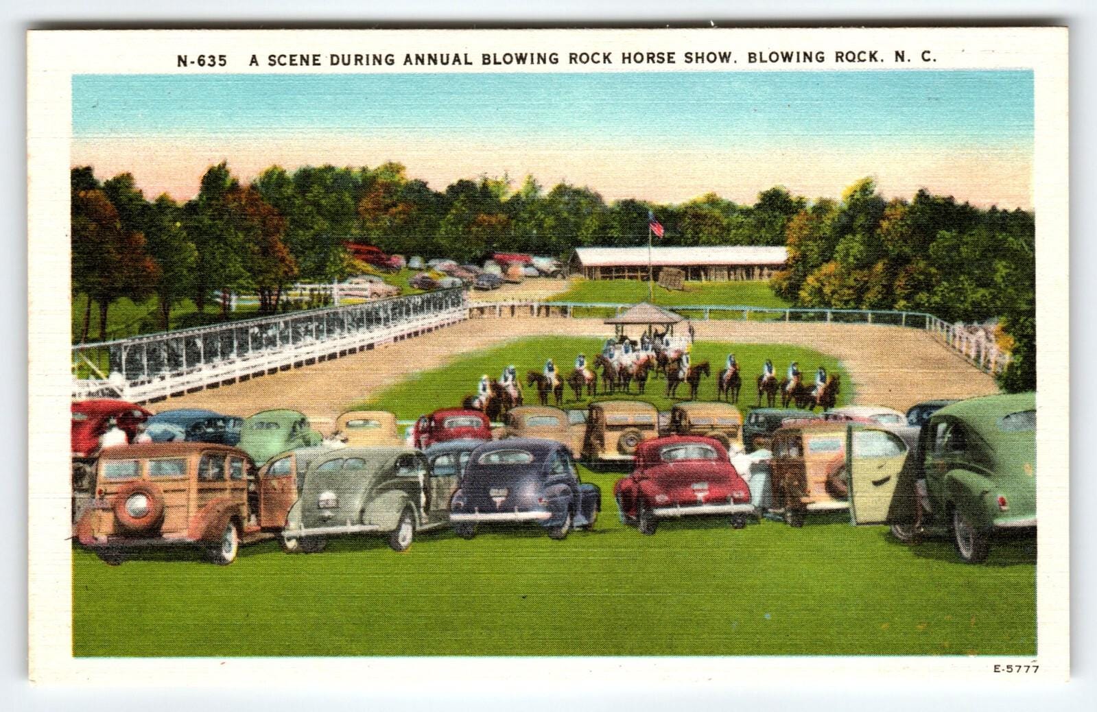 Blowing Rock Horse Show Old Cars North Carolina Vintage Linen Postcard Unused