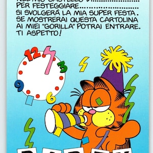 Garfield Italien Postkarte Party Einladen Orange Getigerte Katze Feier Jim Denimnite 1978