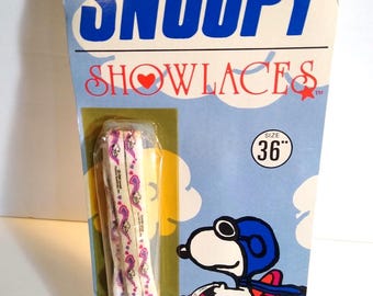 Snoopy Dog Pilot Peanuts Shoelaces Vintage UNUSED 1965 Original