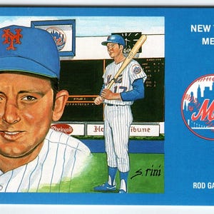 1969 NY Mets Baseball Postkarte Susan Rini Rod Gaspar Unbenutzte Limitierte Edition Einzigartiges Geschenk