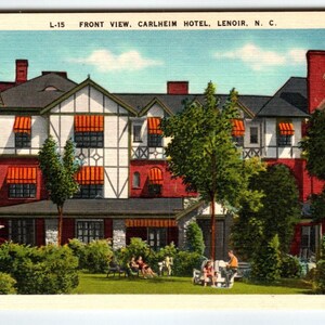 Carlheim Hotel Building Lenoir Caroline du Nord carte postale en lin vintage non utilisé NOS
