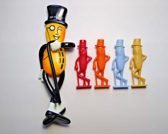 Mr. Peanut Planters Lot of 5 Items Bendy Figure Red Orange Blue