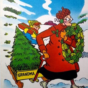 Grandma Christmas Greeting Card Famous Funny Comics 1951 King Features Chas Kuhn Unique Gift
