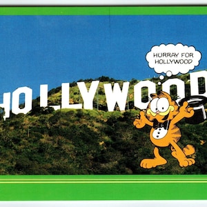 Garfield Cat Postkarte Hollywood California Hurra For Sign Jim Denim Retro 1970er Jahre