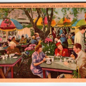 The Farmers Market Third & Fairfax Los Angeles California Carte postale en lin des années 40