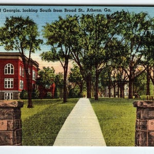 Carte postale vintage en lin, Athènes, Géorgie, Université de Géorgie