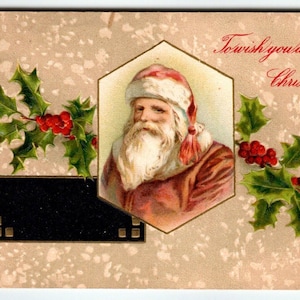 Weihnachtsmann Weihnachtspostkarte John Winsch Rückseite Germany Vintage 1908 geprägt