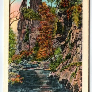 Carte postale en lin V613 du parc national de Shenandoah, formations rocheuses grotesques