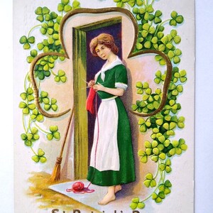 Carte postale de la Saint-Patrick Bare Foot Lady Clover Shamrocks Nash ST.P 33, cadeau unique en relief