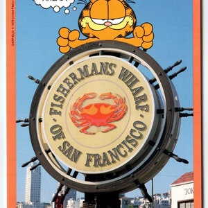 Garfield Cat Postkarte San Francisco Kalifornien Fischerman's Wharf Jim Denimn 1978