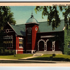 Bâtiment de la bibliothèque publique de Waterville, dans le Maine, carte postale vintage, bordure blanche, cadeau unique