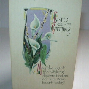 Vintage Easter Greetings Postcard Gibson Art 1925 Original Antique White Lily Unique Gift