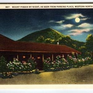 Vintage Linen Postcard Mount Pisgah Night View Western North Carolina
