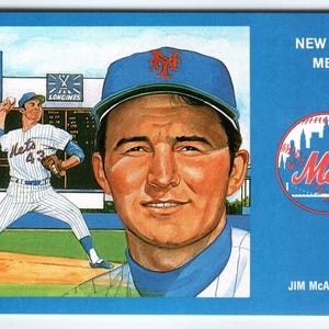 1969 NY Mets Baseball Postkarte Susan Rini Jim McAndrew Unbenutzte Limitierte Edition Einzigartiges Geschenk