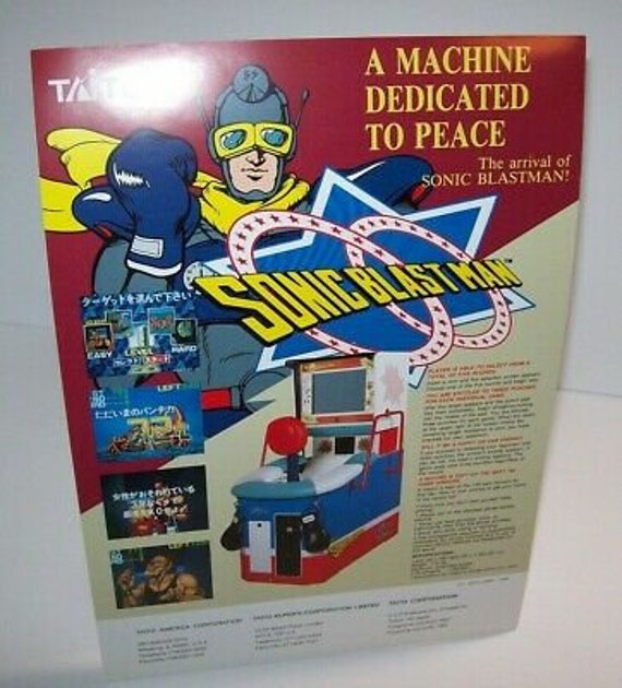 Sonic Blast Man Arcade Flyer Original NOS Art du jeu vidéo promo 1990 Japon  -  Canada