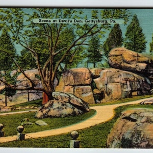 Carte postale en lin Devils Den Ledge, Gettysburg, Pennsylvanie, sans encadrement, cadeau unique