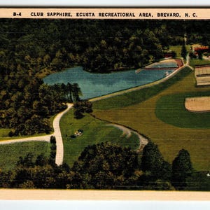Carte postale en lin Club Sapphire Ecusta Recreational Area Brevard en Caroline du Nord