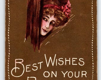 Vintage Birthday Postcard: Early 1900s Woman Illustration