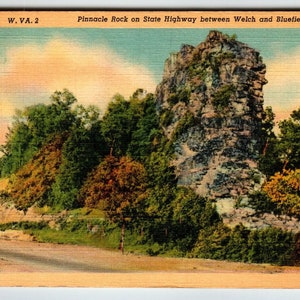 Carte postale Bluefield Pinnacle Rock Virginie-Occidentale Linen Curt Teich vintage 1941 Carte postale cadeau unique