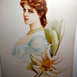 Lily Langtry Victorian Art Print Flower Women Eminent Actresses 1904 Maud Stumm Unique Gift