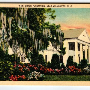 Carte postale en lin Orton Plantation Building près de Wilmington en Caroline du Nord Cadeau unique inutilisé