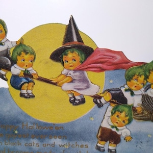 Carte postale d'Halloween Whitney, découpée avec des matrices, fantaisie, sorcière aux cheveux verts, pliable pour enfants, cadeau unique
