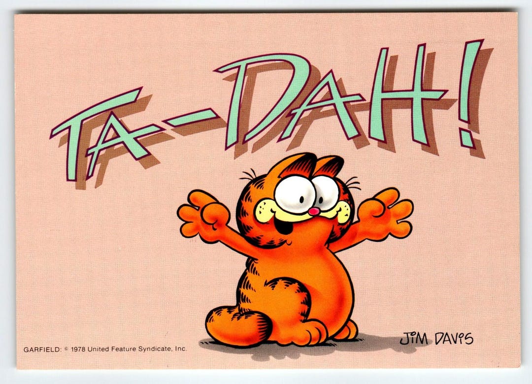 Garfield Cat Postcard Ta - Dah! Orange Tabby Kitten Comic Jim