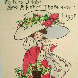 Viktorianische Kind Weihnachtswunsch Postkarte Bertha Blodgett Original Fortune Bright Einzigartiges Geschenk