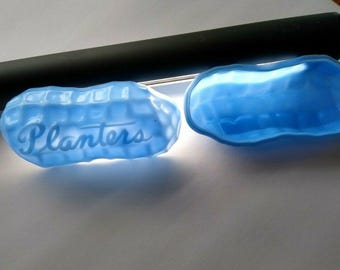 Vintage Mr. Peanut Container: Blue Plastic Planter, 1950s Embossed Design
