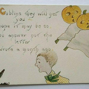 Antique Halloween Postcard Goblins Will Get You Series 855 FA Owen Unused AMC Unique Gift