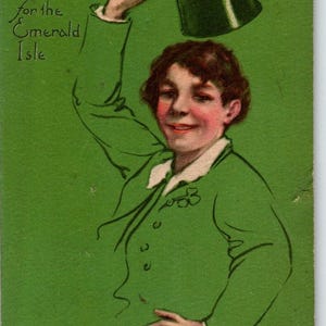 Carte postale Smile for the Emerald Isle Saint-Patrick Haut-de-forme signé Samuel Davis Cadeau unique
